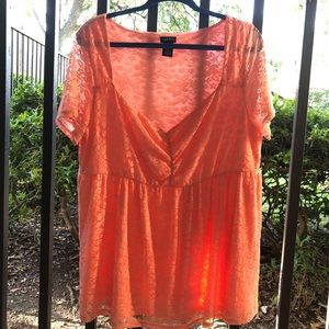 Torrid coral lace baby doll top